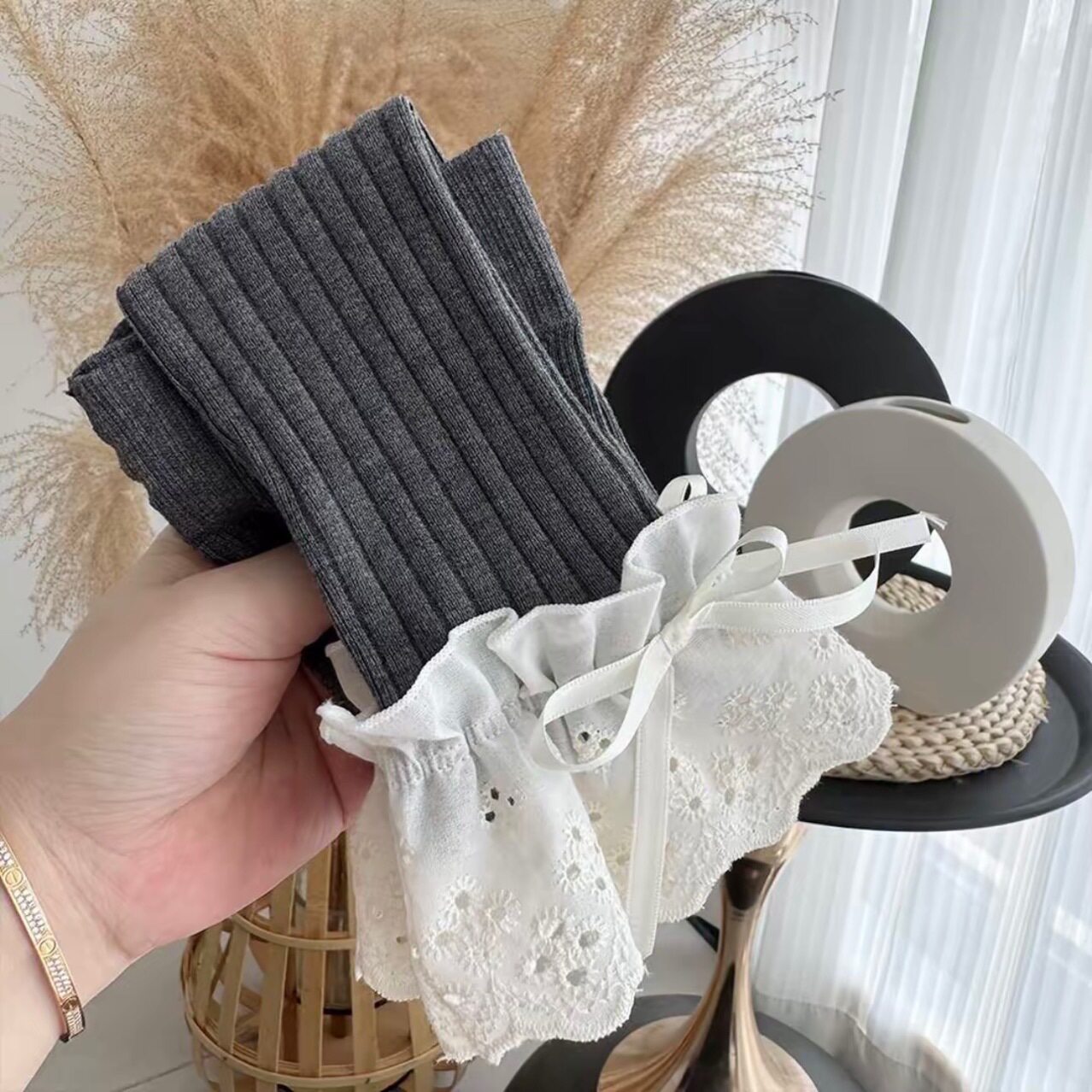 儿童打底裤宝宝春季女长裤外穿洋气儿童女孩裤子弹力花边春夏薄款