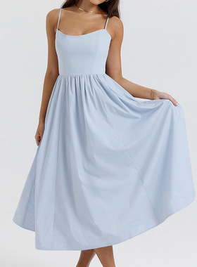 Women's long dress, summer sexy backless camisole dress