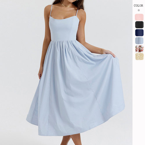Women's long dress, summer sexy backless camisole dress
