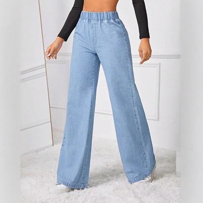 Retro jeans women's loose wide leg pants牛仔裤女宽松阔腿长裤