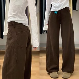 Straight tube plush loose wide leg jeans for women女牛仔裤