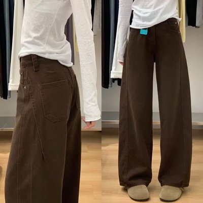 Straight tube plush loose wide leg jeans for women女牛仔裤