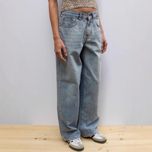 Women's loose wide leg high waisted jeans阔腿高腰牛仔长裤女