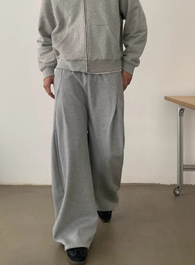 Men's retro curved curved casual loose sports sweatpants