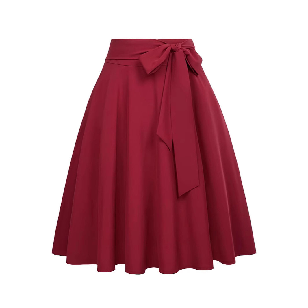 Women's waist belt pleated skirt跨境女装腰带百褶半身裙