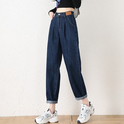 Women straight leg high waisted plus size jeans女大码牛仔裤
