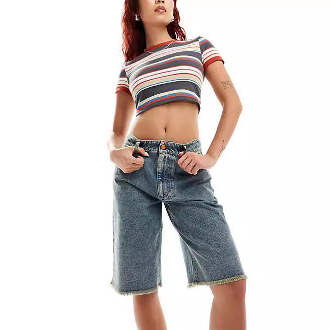 Loose retro women's short jeans宽松复古 牛仔 短裤女士图片