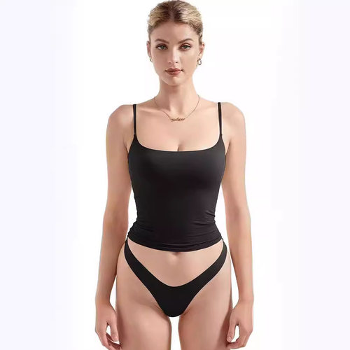 Women suspender vest underwear black two-piece set女吊带内裤