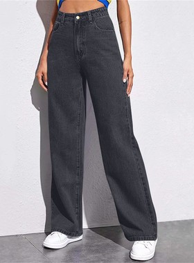 5XL plus size women high waisted straight leg jeans女牛仔裤