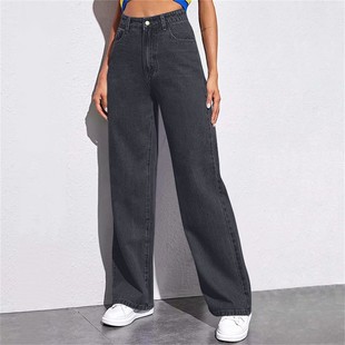5XL plus size women high waisted straight leg jeans女牛仔裤
