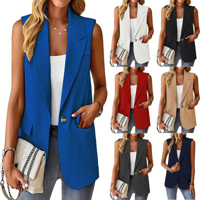 Women's sleeveless cardigan vest vest vest suit马甲西装女
