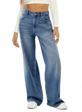 Women's wear vintage high waisted straight leg jeans女牛仔裤