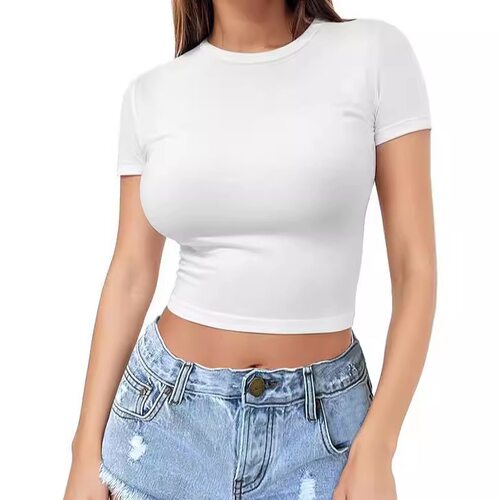 Women's crop top T-shirt summer pullover short sleeved shirt