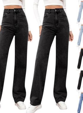 5XL plus size women blue high waisted jeans女蓝色高腰牛仔裤