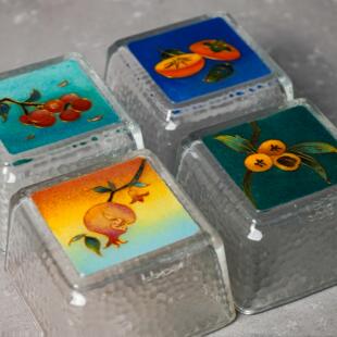 [原创]非遗掐丝珐琅彩画《春华秋实》水果坚果玻璃碗家居伴手礼