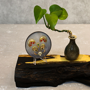 原创伴手礼非遗工艺掐丝珐琅彩画斑铜底《脸谱十二生肖》茶杯垫