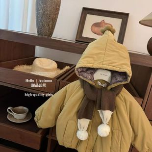 女童漂亮洋气厚外套2025新款今年流行爆款小童保暖棉衣巨好看冬装
