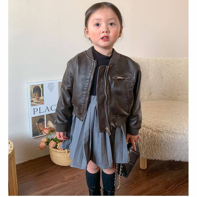 小女孩网红炸街外套2025超火皮衣