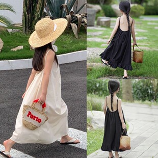 适合海边拍照的裙子女童三亚日系今年流行爆款2024年新款时尚潮流