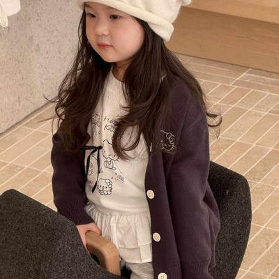 秋装一整套高级感女童毛衣开衫潮