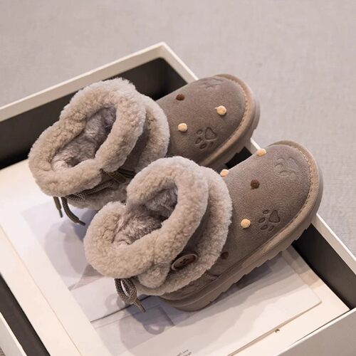真皮女童加绒加厚雪地靴棉靴冬靴