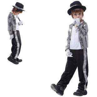 万圣节儿童服装cosplay舞台表演服杰克逊男童迈克杰克逊演出服