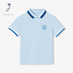 浅蓝短袖 Jacadi亚卡迪男童纯棉短袖 新品 POLO衫 T恤2041110 2025夏款