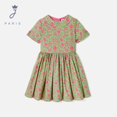 Jacadi亚卡迪法国 女大童花朵liberty修身 连衣裙早秋裙子2035453