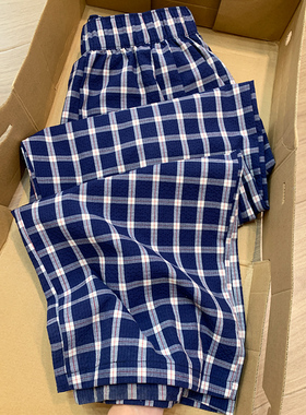 赵露思同款格子裤女夏休闲宽松蓝色阔腿裤春秋慵懒显瘦山本拖地裤