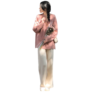 白色灯芯绒阔腿裤女春秋冬高腰垂感宽松直筒加绒显瘦小个子休闲裤