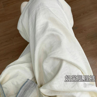 白色慵懒风阔腿裤女夏季2025新款垂感醋酸肌理奶芙冰丝山本裤