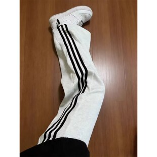 白灰色卫裤女春秋季2026新款高腰小个子直筒阔腿裤休闲百搭运动裤