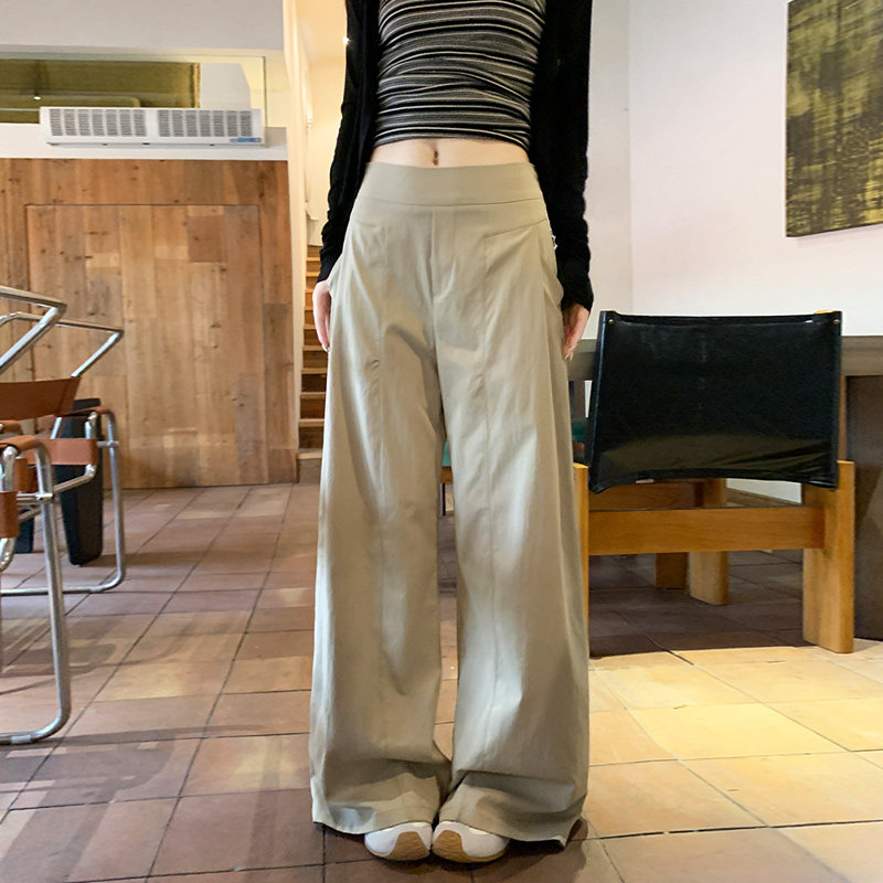 卡其色直筒裤女夏季2025年新款高腰宽松休闲裤显瘦春秋垂感阔腿裤,女装/女士精品,休闲裤,淘宝优惠券,粉丝福利购,淘宝优惠卷
