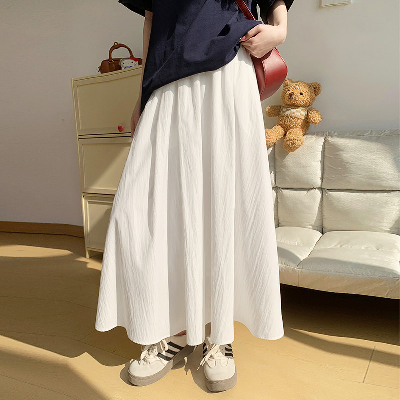 2026年白色半身裙女春秋高腰宽松a字中长款蛋糕裙夏季蓬蓬伞裙子