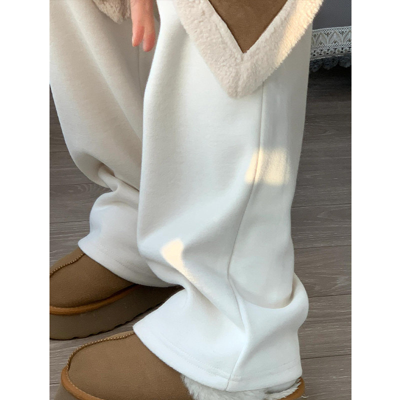 米白色羊绒糯米裤女秋冬季2025新款加绒高腰直筒小个子垂感阔腿裤,女装/女士精品,休闲裤,淘宝优惠券,粉丝福利购,淘宝优惠卷