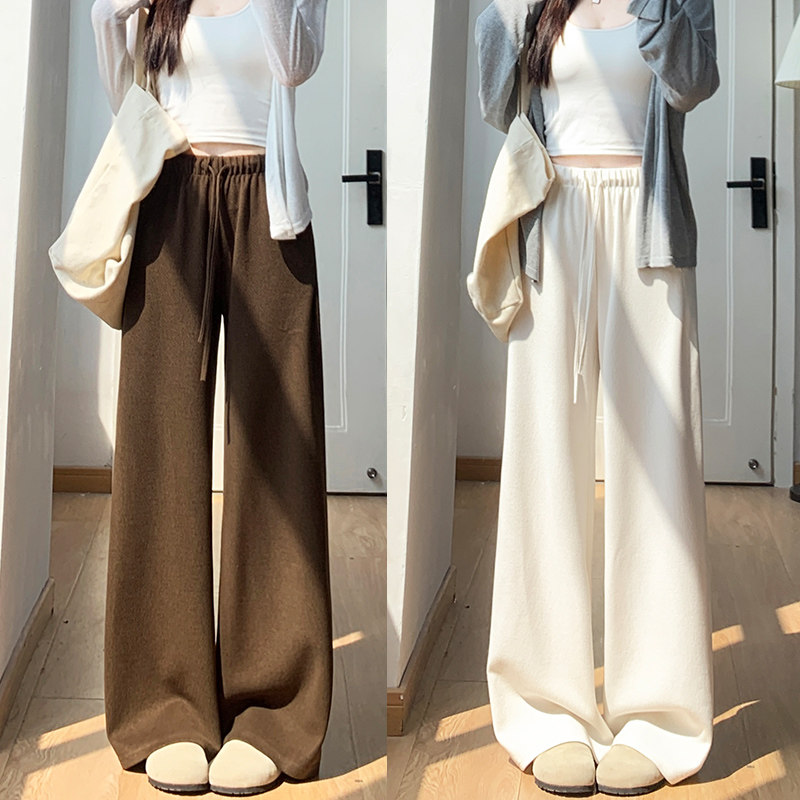 咖色直筒阔腿裤女春秋季2025新款高腰垂感显瘦小个子慵懒休闲裤子,女装/女士精品,休闲裤,淘宝优惠券,粉丝福利购,淘宝优惠卷