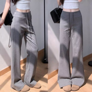 高腰显瘦垂感休闲小个子lulu运动瑜伽裤 灰色微喇叭裤 女夏2026新款