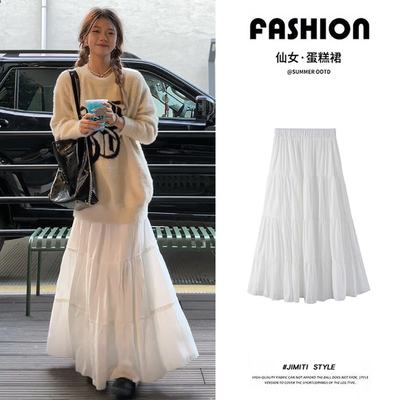 白色半身裙女夏薄款蛋糕裙