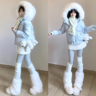 白色羊羔绒半身裙女秋冬2025新款高腰显瘦小个子加厚a字包臀短裙