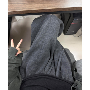 深灰色加绒中线糯米绒弯刀裤女春秋冬新款高腰显瘦垂感香蕉阔腿裤