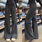 灰色加绒lulu卫裤 高腰宽松直筒小个子休闲阔腿裤 女秋冬季 2025新款