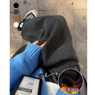 宽松显瘦香蕉弯刀裤 加绒垂感休闲裤 女秋冬2025新款 灰色糯米阔腿裤