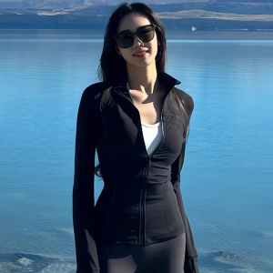 黑色冰丝防晒衣修身女夏防晒服收腰紧身女款2026新款瑜伽上衣外套