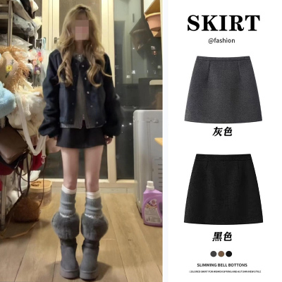 黑色半身裙女秋冬2025新款