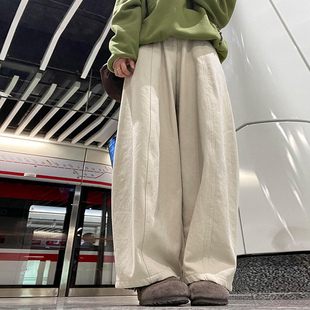 高腰宽松垂感显瘦小个子休闲弯刀裤 女春秋2026新款 阔腿裤 白色西装