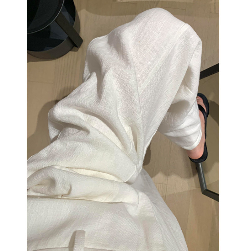 白色棉麻西装裤女春秋2026新款高腰宽松显瘦直筒裤休闲亚麻阔腿裤
