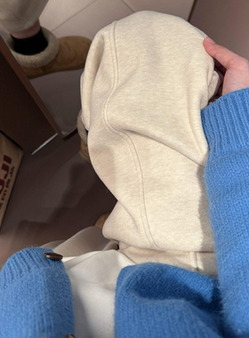 白色韩系垂感弯刀裤女春秋新款高腰显瘦阔腿裤秋冬加绒直筒运动裤