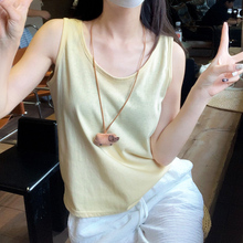 黄色棉麻背心吊带女夏季2025新款宽松慵懒风通勤内搭遮肉无袖上衣
