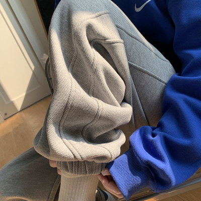 灰色运动裤女春秋2025新款宽松束脚宽松卫裤秋冬加绒小个子休闲裤