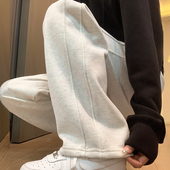 灰白色运动裤 休闲小个子卫裤 女春秋2026年新款 高腰垂感直筒阔腿裤